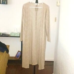 Cato, Cream Knit Open Long Cardigan, Large